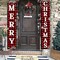 Ivenf Christmas Decorations Outdoor Yard Front Porch Sign Set, Red Black Buffalo Plaid Door Banner, Hanging Merry Christmas Decorations for Home, Indoor Outdoor Xmas Decor Wall Front Door Yard Garage